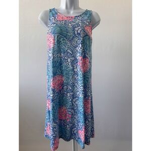 Lilly Pulitzer Blue Multi Seashell Shift Sz: XS Casual Swim Cover Beach (b57)